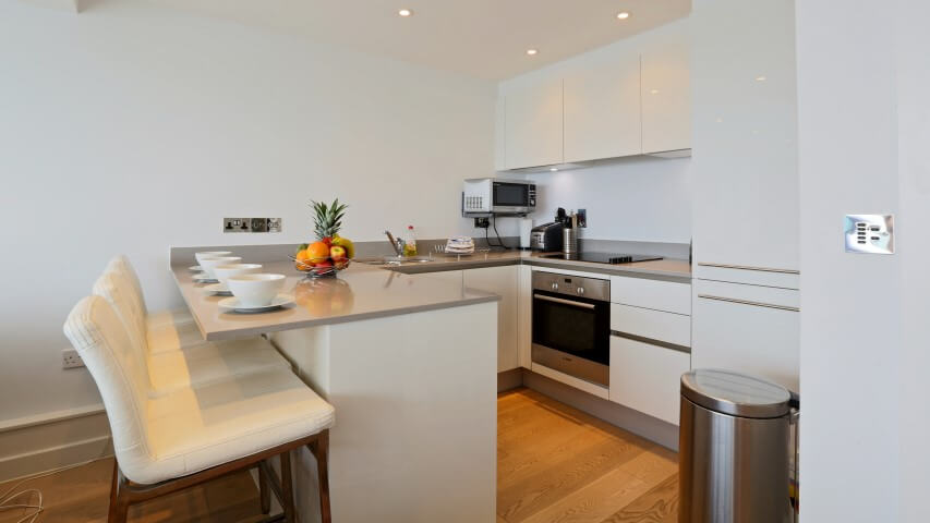 Fully equipped kitchen diner at Fistral Blue holiday apartment